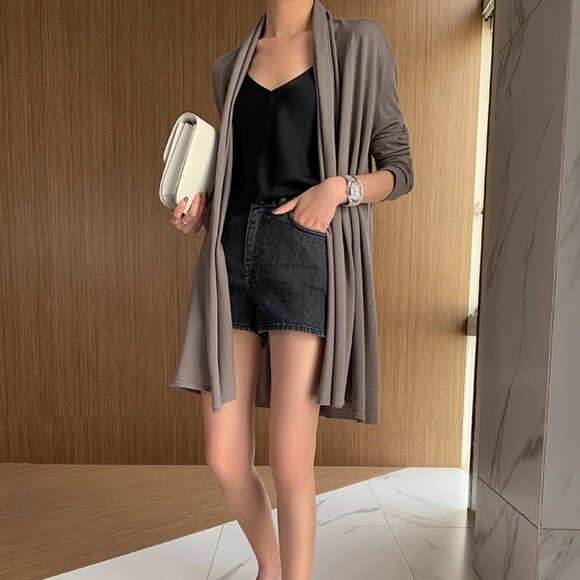 CHICJOC Women The Row-Style Jersey Silk-Cotton Knit Cardigan – Size 36 in moss - Picture 9 of 10